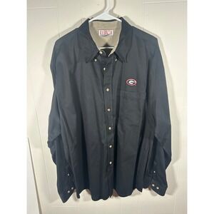 BAW Athletic Wear Georgia Bulldogs Button Down Shirt Mens 2XL Black Long Sleeve